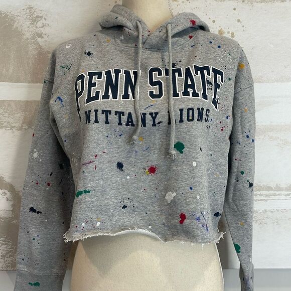 Champion Tops - Penn State paint splattered Distressed hooded Sweatshirt
